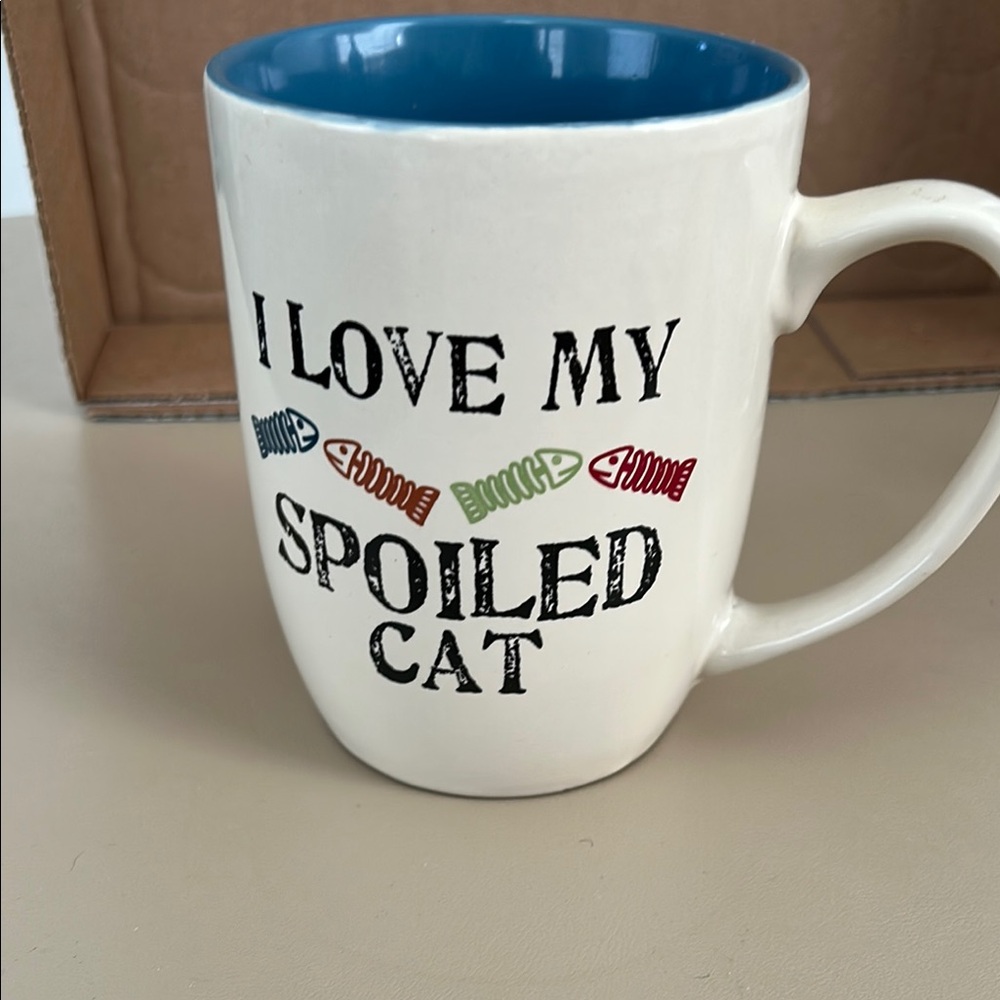 Charming White and Blue Cat Lover Mug
